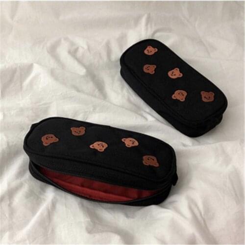 Korea Canvas Cosmetic Cases Home Storage Case Fashion Ins Student Pencil Case Pen Holder Bags Large Capacity Make Up Box