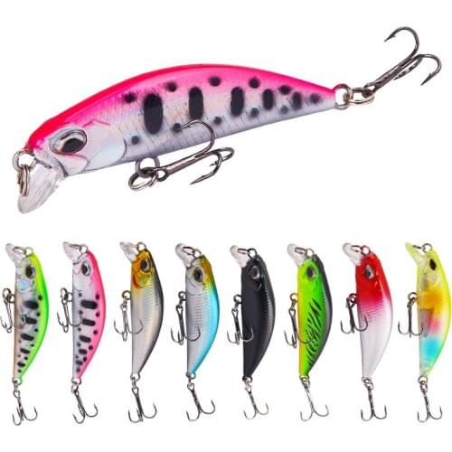 Mini Small Mino Fake Bait Sea Fishing 5Cm 5g Wobbler Crankbaits Fishing Equipment 1Pcs 3D Eyes Artificial Lure Luya Jig Head