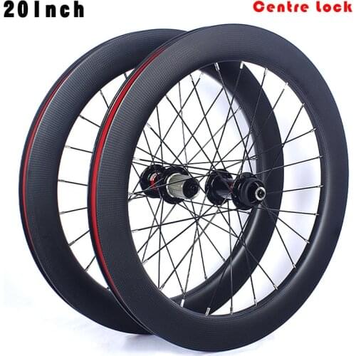20 inch Carbon Fiber Bicycle Wheelset 451/406 Disc brake Centre lock Bearing 50mm 8-11speed 24H 100x135mm Ultra-Light Foldable b