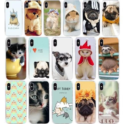 202H Cute Animals Funny Cat Dog Tiger Design Soft Silicone Tpu Cover phone Case for iphone 5 5s se X XR XS Max case