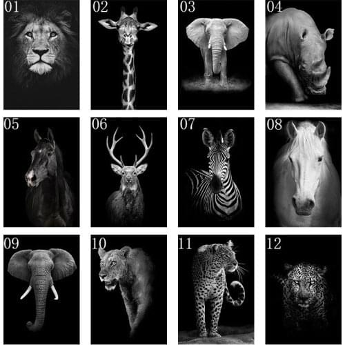 Animal Wall Art Lion Elephant Deer Zebra Horse Posters And Prints Canvas Painting Wall Art Pictures For Baby Living Room Decor