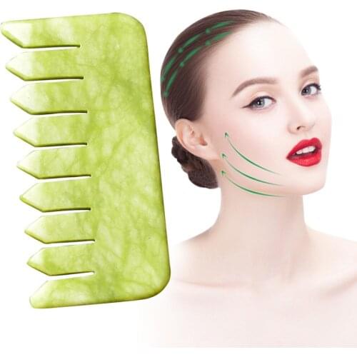 Natural Jade Stone Combs Gouache Scraper Jade Massager Comb Head Massager Lady Scalp Care Hair Brush Relaxation Health Care Tool