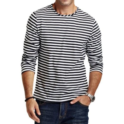 2020 New fashion Autumn Casual Striped T Shirt Men Long Sleeve Mens T ShirtS Slim Fit Mens Clothes Trend Tops Tees CT067