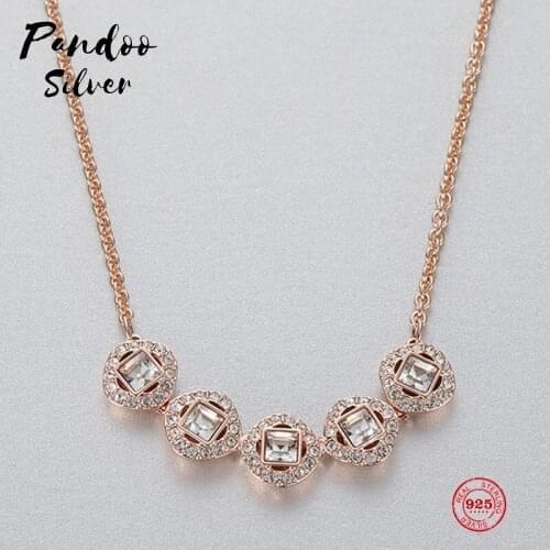 Fashion Charm Pure 925 Silver Original 1:1 Copy, Classic Elegant Crystal Clavicle Chain Necklace Female Luxury Jewelry Gifts