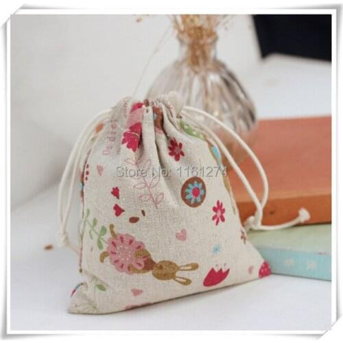 Wholesale 9x12cm 50pcs cartoon printing Cotton Bags wedding pouch Gift bags Free Shipping