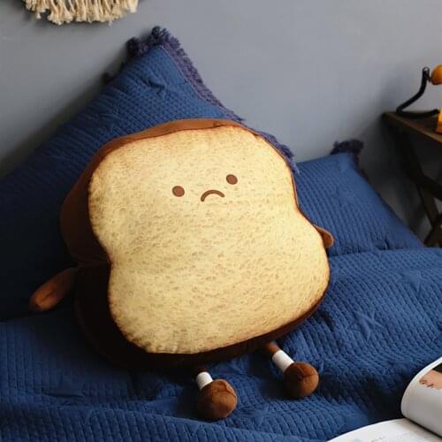 Bread Slice Pillow cute cartoon shaped pillow with suction tubes real-life stuffed soft back cushion funny boba food For Child