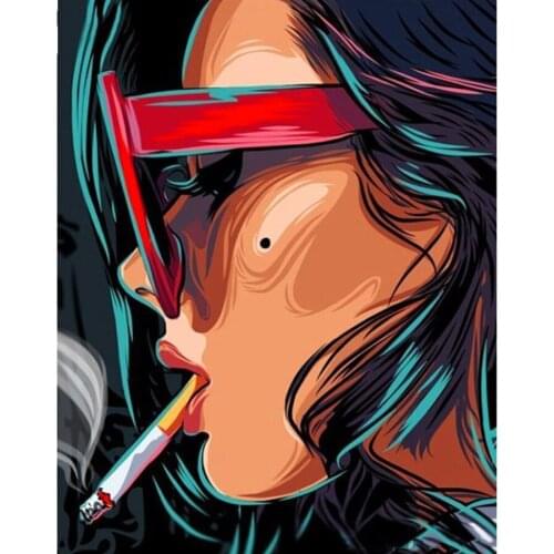 Full Square/Round Drill 5D DIY Diamond Painting "Oil painting smokes beauty" Embroidery Cross Stitch 3D Home Decor Gif