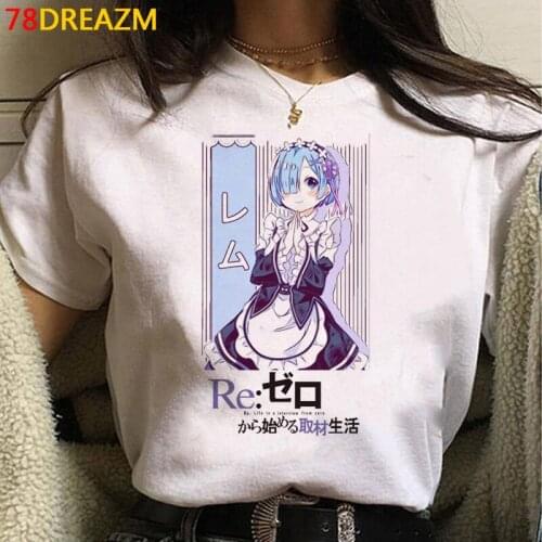 Re Zero Kara Hajimeru Isekai Seikatsu top tees female kawaii vintage print harajuku top tees summer top kawaii vintage