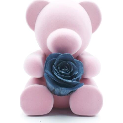 Rose Bear Black Immortal Flower Valentines Day Gift Art Craft Gift Wedding Flower Home Decor Collection