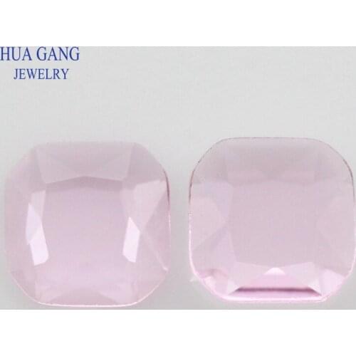 Pink Cushion Cut Shape Princess Cut Loose Glass Beads Synthetic Gems Stones For Jewelry Size 3x3~10x10mm Free Shipping