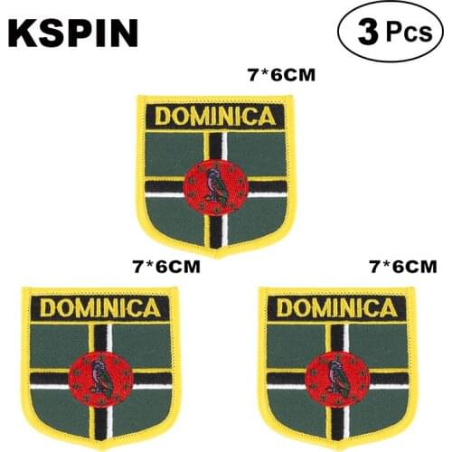Dominica Shiled Shape flag patches national flag patches for Cothing DIY Decoration