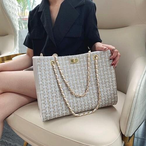 Tote Bag Shoulder Bag Female Designer Handbag Backpack Women Bag All-match Fashion 2021 New Canvas Chain High Capacity Lattice