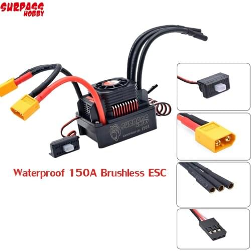 Surpass Hobby Waterproof 25A 35A 45A 60A 80A 120A 150A Brushless ESC Speed Controller XT60 Plug For 1/8 1/10 1/12 RC Car Toys