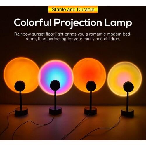 USB Rainbow Sunset Red Projector Led Night Light Sun Projection Desk Lamp for Bedroom Bar Coffee Store Wall Decoration Lighting