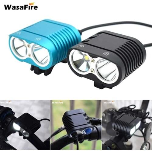 WasaFire 3000lm Bicycle Front Light 2* XM-L2 LED Bike Headlight 4 modes Cycling Flash Lamp with 8800mah 4* 18650 Battery pack