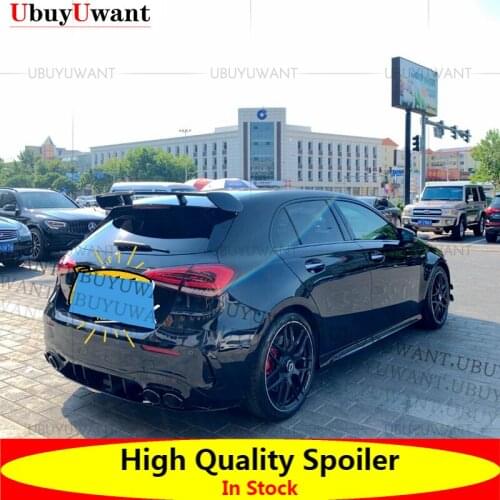 For Mercedes Benz W177 Hatchback A-Class A180 A200 A250 A260 & A45 AMG 2019-2021 ABS Plastic Black Red Color Rear Spoiler Wing