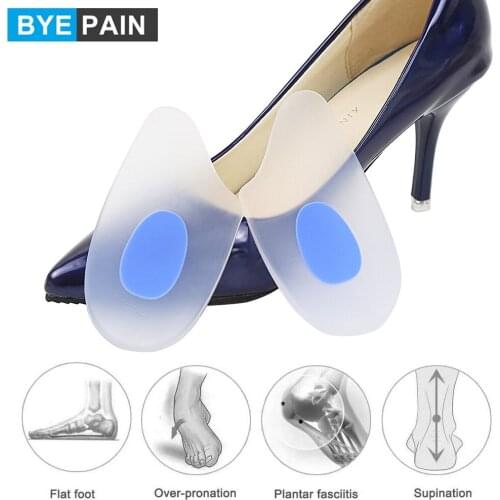 1Pair Soft Gel Insoles for Heel Spurs Pain Foot Cushion Foot Massager Care Half Heel Insole Pad Plantar Fasciitis Inserts