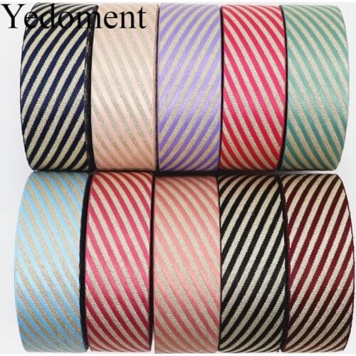10 Yards Golden Oblique Stripes Ribbons 25MM/38MM Ribbon For Hair Bows DIY Crafts Handmade Accessories Y19082201
