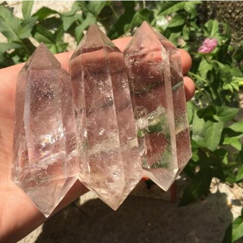 3PC Naturally clear Obelisk Quartz Crystal Wand double Point Healing 240g
