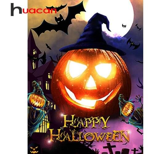 Huacan 5D Diamond Painting Full Square Halloween DIY Diamond Mosaic Embroidery Picture Of Rhinestones Home Decor