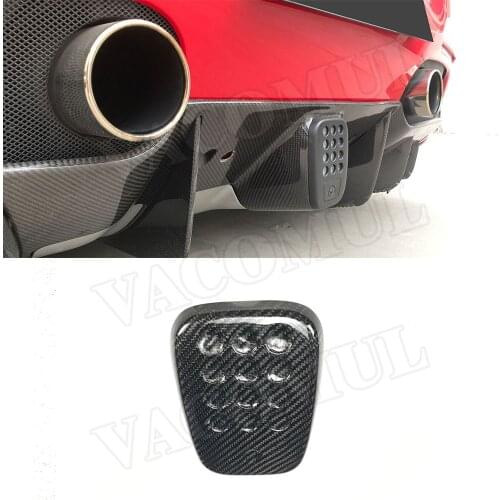 1Pc Dry Carbon Fiber Car Rear Bumper Diffuser Decoration Cover With Camera Hole Case for Ferrari 488 N Style 2015-2018