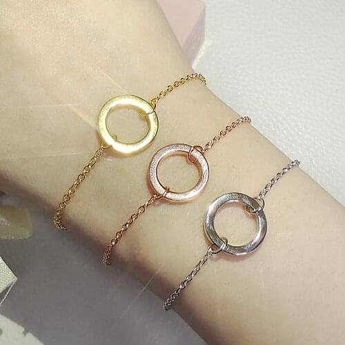 Bohemia simple style rose gold silver color round Circle Bracelet for Women Pulseira Feminina Female Bijoux Gift Jewelry S4690