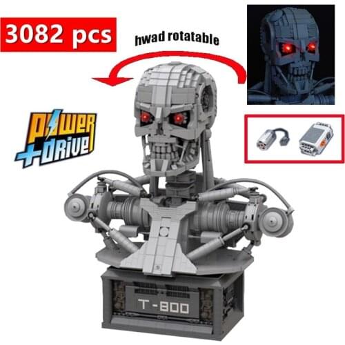Buildmoc PF Terminator T-800 Bust MOC-20570 Fit Robot Power Function Building Blocks Bricks DIY Children Kids for Toys Gifts BOY