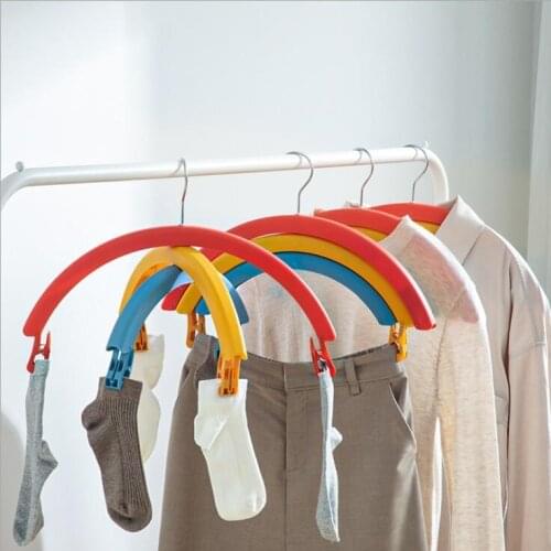 Household non-marking windproof hanger with clip 360 degree rotating and drying dual-use adult pants rack