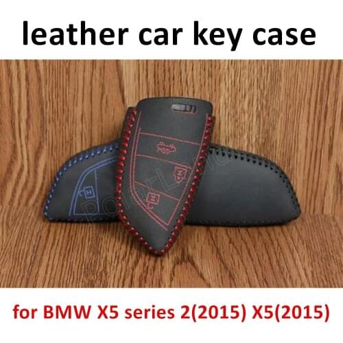 Only Red car styling genuine quality leather car key case cover sewing hand for BMW X5 series 2(2015) X5(2015) X6 X1(2016)