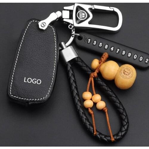Cowhide Leather Car Key Case For Audi A4,A5,A6,A7,A8,Q3,Q5,Q7 Auto Metal Key Rings Cover Sets Fashionable And Innovative Gifts