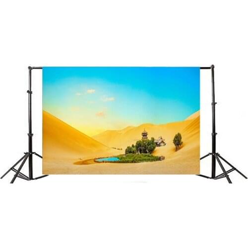 Photography Backdrop Crescent Spring Dun Huang Desert Landscape Miracle