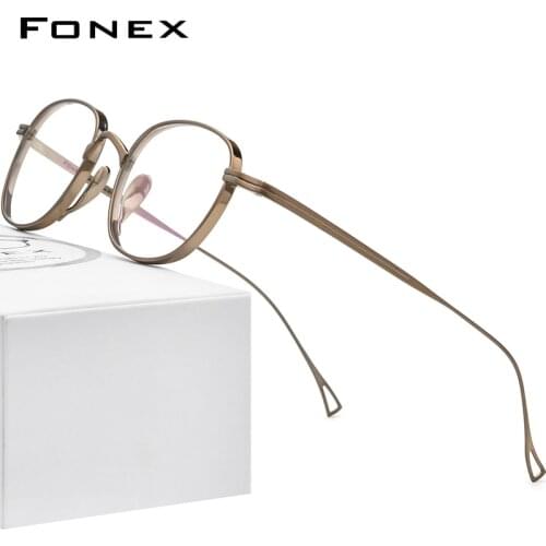 FONEX Pure Titanium Glasses Frame Men Retro Square Prescription Eyeglasses Women 2021 New Vintage Myopia Optical Eyewear F85649