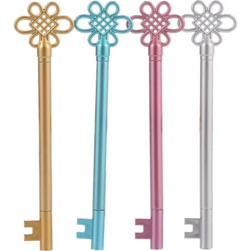 1 Pcs Lytwtws Stationery Kawaii Retro Key Gel Pen School Office Supply Novel Creative Cute Funny Chinese Knot Gel Pen Gift