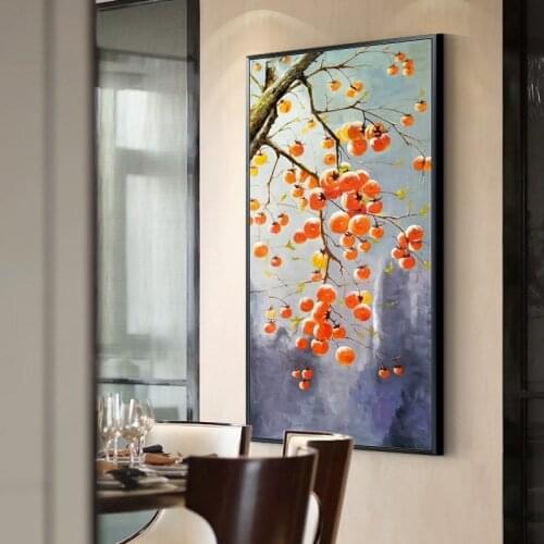 Persimmons on A Branch In Autumn Landscape Canvas Painting Art Nordic Posters and Prints Wall Pictures for Living Room Decor