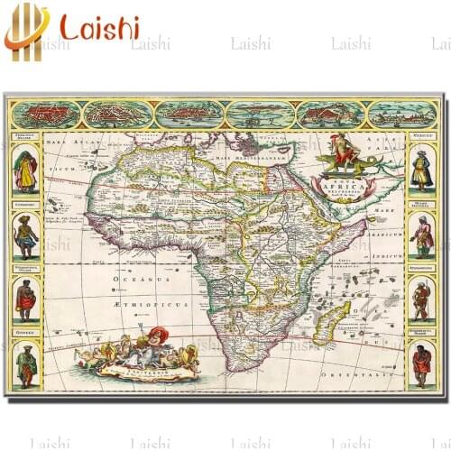 Diy painting Antique map of Africa drawing of the Dutch school full square round drill diamond painting cross stitch home decor