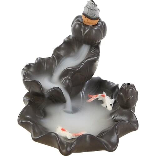 Ceramics Waterfall Incense Burner, Backflow Incense Burner, Lotus Flower Incense Burner, Aromatherapy, Incense Seat + 20 Incense