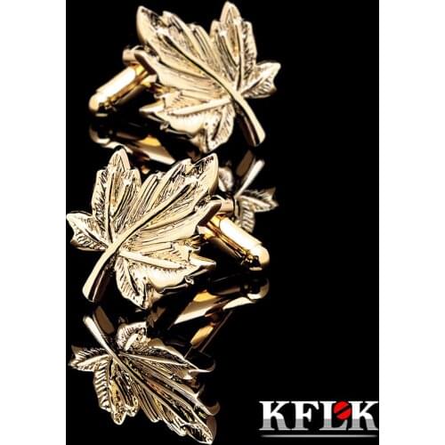 KFLK Luxury 2020 New HOT shirt cufflink for mens Brand cuff buttons Gold leaf cuff links High Quality abotoaduras Jewelry