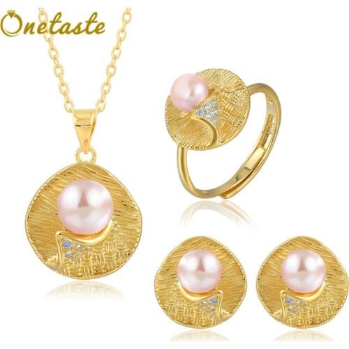 Kpop S925 Silver Gold Plated Freshwater Pearl Open Ring Earrings Pendant Necklace 2021 New Trend DIY Blank Jewelry Base Setting
