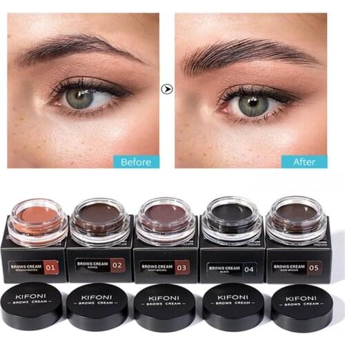 5 Color Eyebrow Cream Enhancers Long-lasting Waterproof Air-cushion Dye Eye Brows Gel Brown Tinted Liquid Eyebrows with Brush