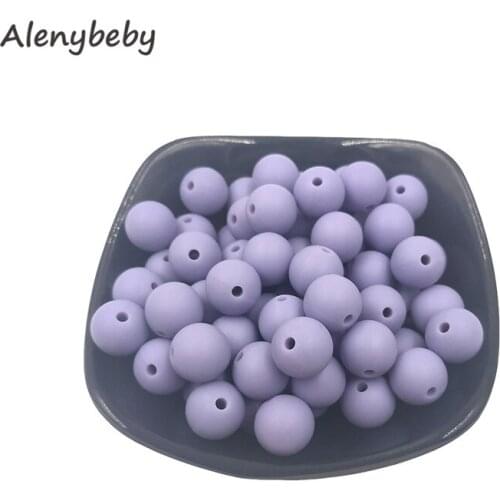 Lilac Color Food Grade Silicone Round Bead 12/15mm Baby Teether Necklace Toy DIY Pacifier Chain Care Baby Teether Product