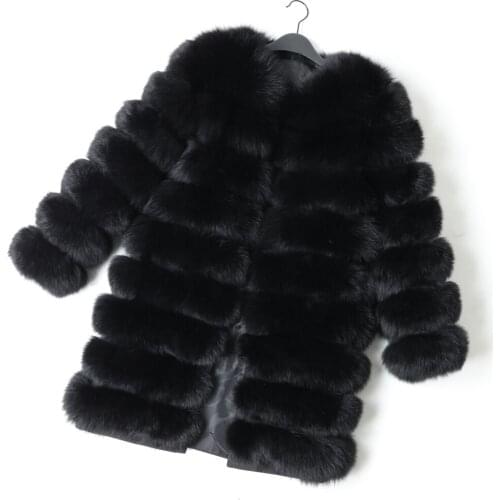 Maomoakong2020 Fashion New Style Real Fox Coat Slim Round Neck Winter Womens Natural Fur Jacket Coat Vest Girl Leather