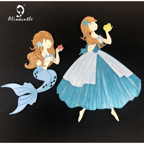 Metal Cutting Die Cut Beautiful Blue Mermaid Princess DIY Scrapbooking Paper Craft Handmade Card Album Punch Art Cutter Die