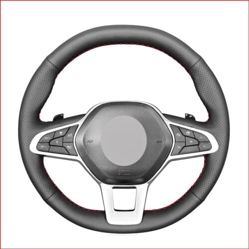 Mewant Black Artificial Leather Car Steering Wheel Cover for Renault Clio 5 (V) 2019-2020 Zoe 2019-2020 Captur 2019-2020