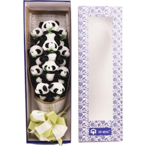 Cute Cartoon Panda Plush Toy With Artificial Flower Cartoon Bouquet Creative Animals For Valentines Day/Graduation Gift