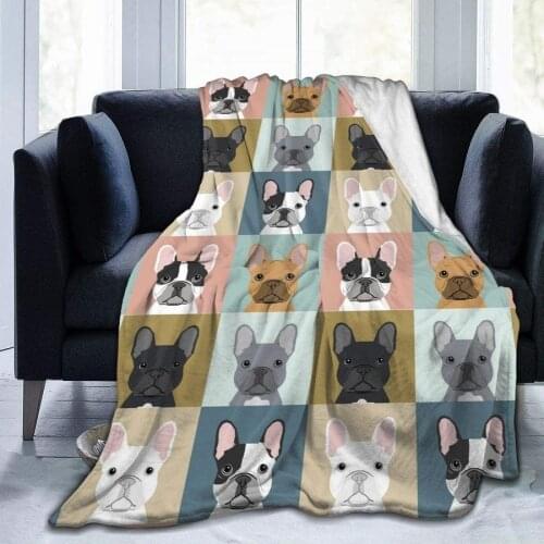 French Bulldog Dog Cute Ultra-Soft Fleece Printed Blanket Flannel Velvet Plush Throw Blanket High Quality Home Use Sofa Decor