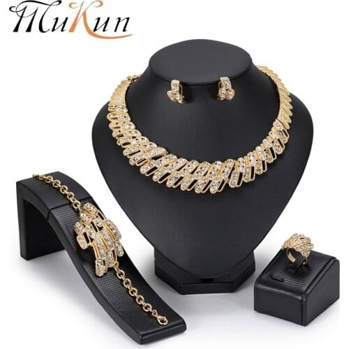 MuKun New Fashion Dubai Jewelry Sets For Women Gold Color Indian Bridesmaid Jewelry Sets Choker African Beads Jewelry 2018 New