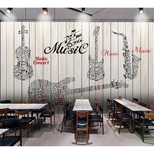 Beibehang Customized wallpaper modern 3D creative fashion wood board musical instrument musical note background papel de parede