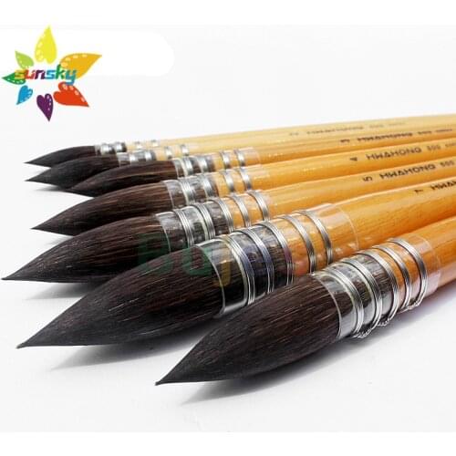 Original hwahong 500 Squirrel fur Mop brush Round big and thick head Watercolor gouache painting brush Professional art supplies
