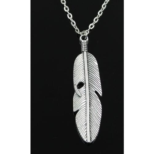 Simple Classic Fashion Feather Antique Silver Color Pendant Girl Short Long Chain Necklaces Jewelry For Women