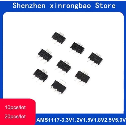 10-20PCS IC REG LIN AMS1117 1.2V 1.5V 1.8V 2.5V 3.3V 5V ADJ SOT223 1117 Voltage Regulator LM1117
